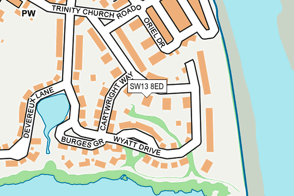 SW13 8ED map - OS OpenMap – Local (Ordnance Survey)