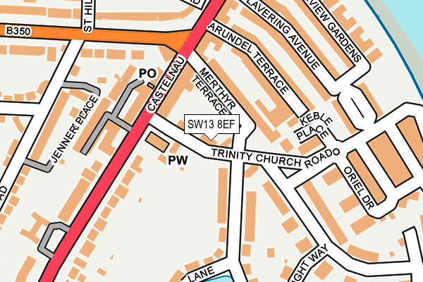 SW13 8EF map - OS OpenMap – Local (Ordnance Survey)