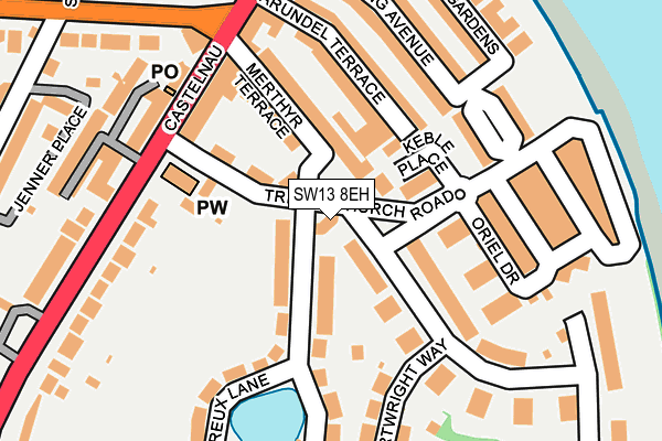 SW13 8EH map - OS OpenMap – Local (Ordnance Survey)