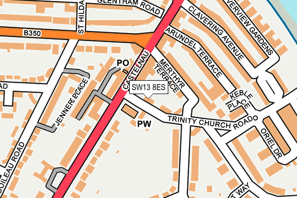 SW13 8ES map - OS OpenMap – Local (Ordnance Survey)