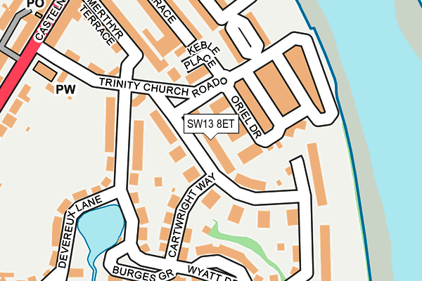 SW13 8ET map - OS OpenMap – Local (Ordnance Survey)