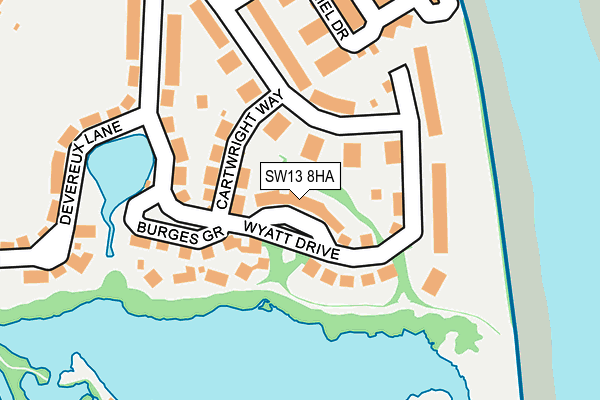 SW13 8HA map - OS OpenMap – Local (Ordnance Survey)