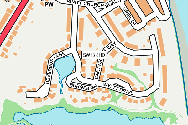SW13 8HD map - OS OpenMap – Local (Ordnance Survey)