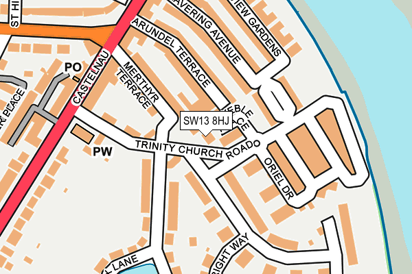 SW13 8HJ map - OS OpenMap – Local (Ordnance Survey)