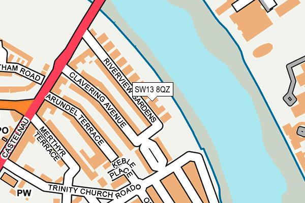SW13 8QZ map - OS OpenMap – Local (Ordnance Survey)