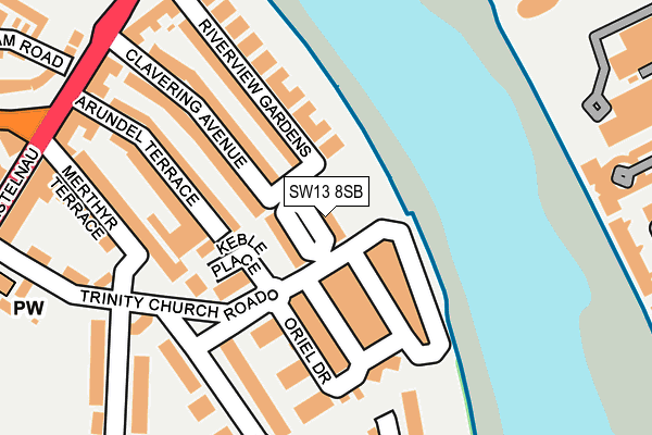 SW13 8SB map - OS OpenMap – Local (Ordnance Survey)