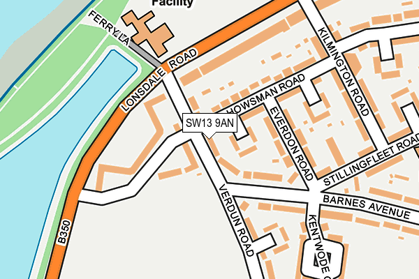 SW13 9AN map - OS OpenMap – Local (Ordnance Survey)