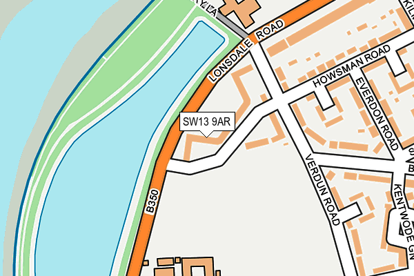 SW13 9AR map - OS OpenMap – Local (Ordnance Survey)
