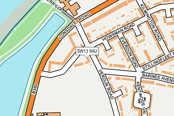 SW13 9AU map - OS OpenMap – Local (Ordnance Survey)