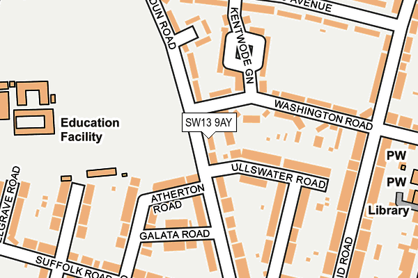 SW13 9AY map - OS OpenMap – Local (Ordnance Survey)