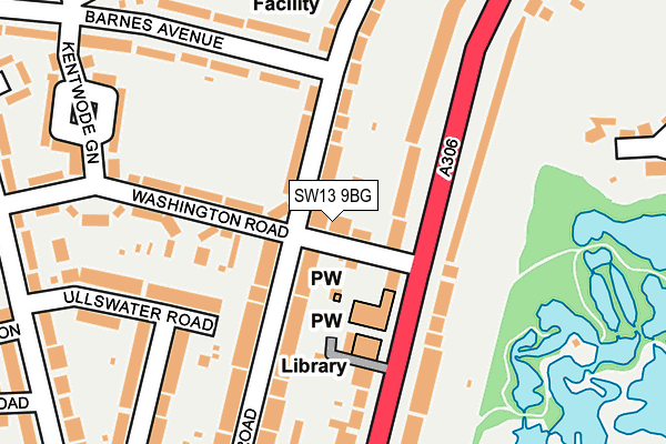 SW13 9BG map - OS OpenMap – Local (Ordnance Survey)
