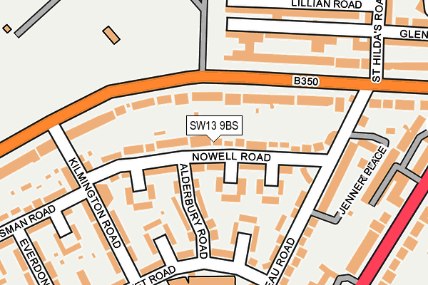 SW13 9BS map - OS OpenMap – Local (Ordnance Survey)