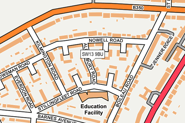 SW13 9BU map - OS OpenMap – Local (Ordnance Survey)
