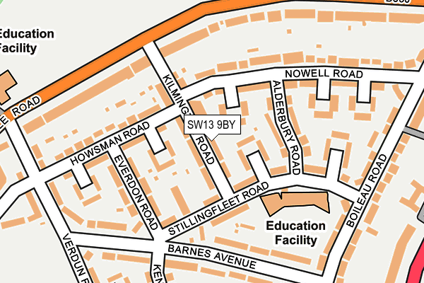 SW13 9BY map - OS OpenMap – Local (Ordnance Survey)