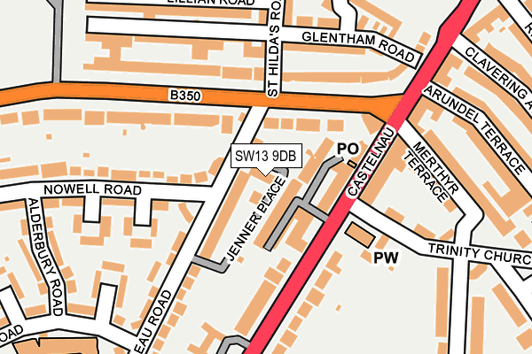 SW13 9DB map - OS OpenMap – Local (Ordnance Survey)