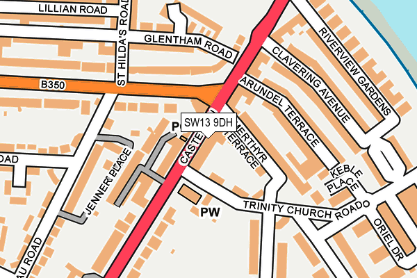 SW13 9DH map - OS OpenMap – Local (Ordnance Survey)