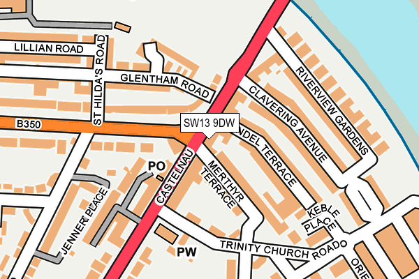 SW13 9DW map - OS OpenMap – Local (Ordnance Survey)