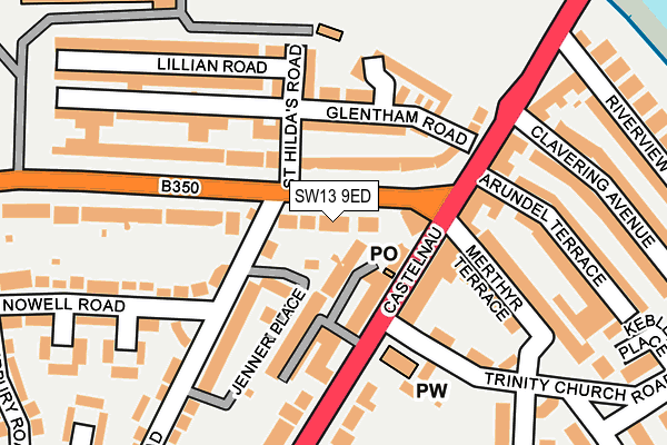 SW13 9ED map - OS OpenMap – Local (Ordnance Survey)