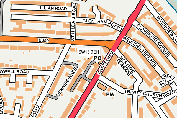 SW13 9EH map - OS OpenMap – Local (Ordnance Survey)