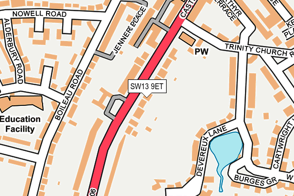 SW13 9ET map - OS OpenMap – Local (Ordnance Survey)
