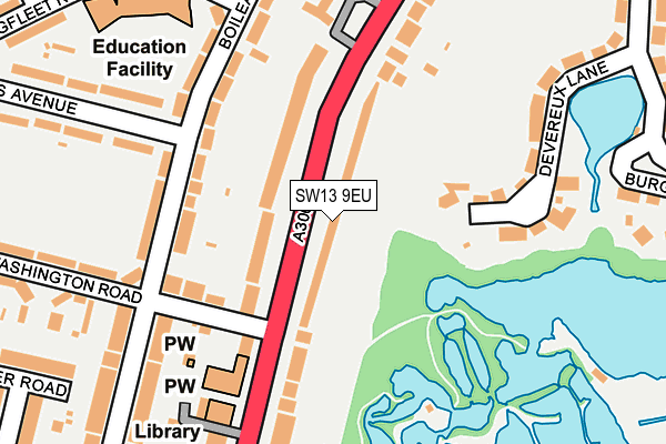 SW13 9EU map - OS OpenMap – Local (Ordnance Survey)