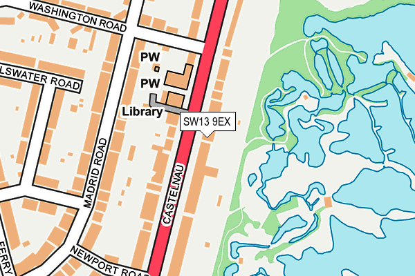 SW13 9EX map - OS OpenMap – Local (Ordnance Survey)