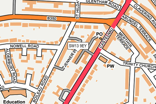 SW13 9EY map - OS OpenMap – Local (Ordnance Survey)