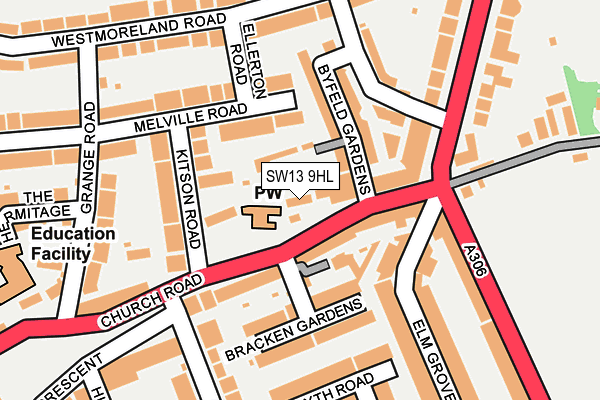 SW13 9HL map - OS OpenMap – Local (Ordnance Survey)