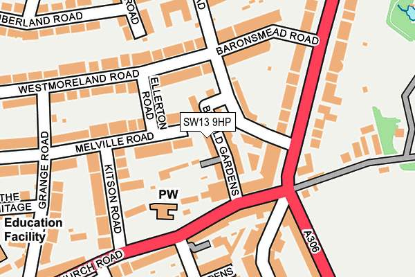 SW13 9HP map - OS OpenMap – Local (Ordnance Survey)