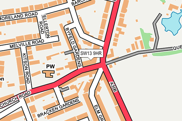 SW13 9HR map - OS OpenMap – Local (Ordnance Survey)