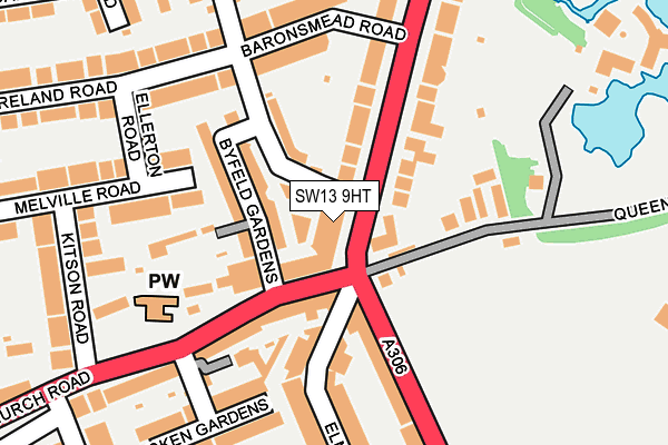 SW13 9HT map - OS OpenMap – Local (Ordnance Survey)