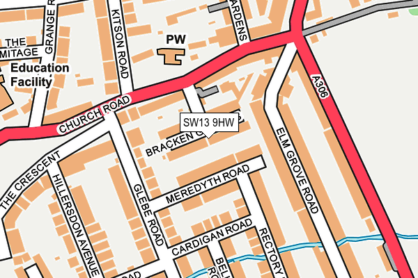 SW13 9HW map - OS OpenMap – Local (Ordnance Survey)