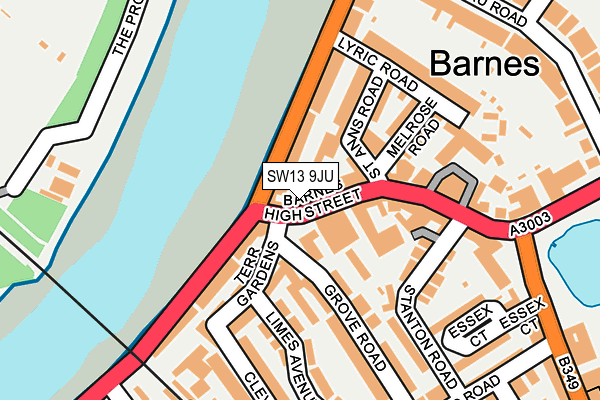 SW13 9JU map - OS OpenMap – Local (Ordnance Survey)