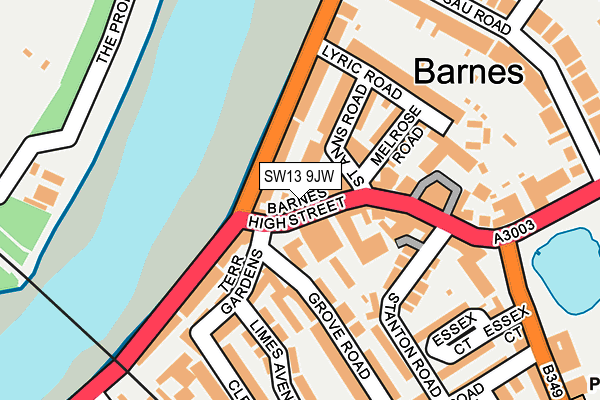 SW13 9JW map - OS OpenMap – Local (Ordnance Survey)