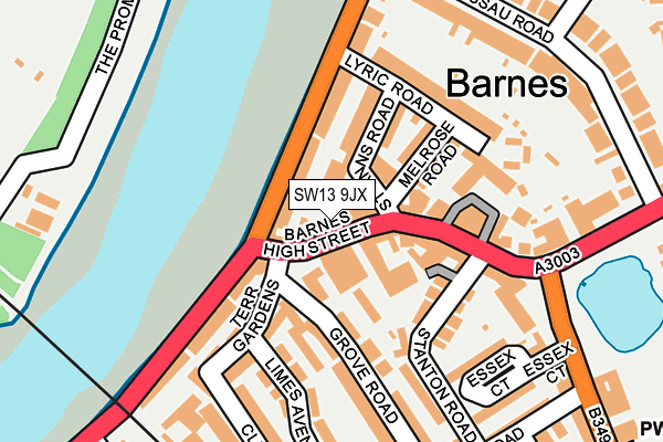 SW13 9JX map - OS OpenMap – Local (Ordnance Survey)