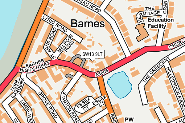 SW13 9LT map - OS OpenMap – Local (Ordnance Survey)