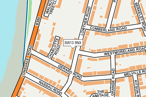 SW13 9NX map - OS OpenMap – Local (Ordnance Survey)