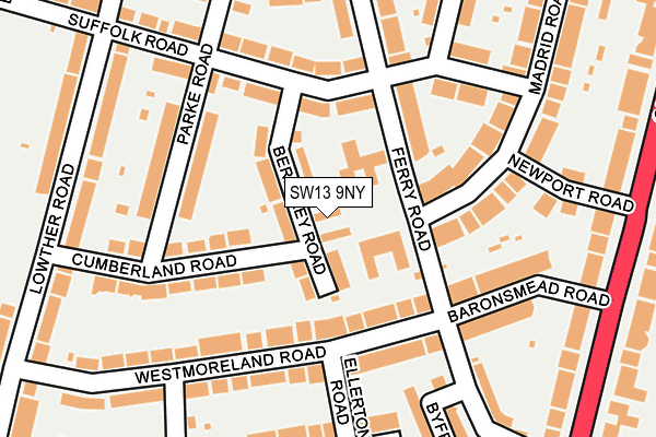 SW13 9NY map - OS OpenMap – Local (Ordnance Survey)