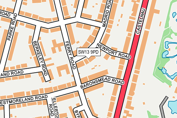 SW13 9PD map - OS OpenMap – Local (Ordnance Survey)