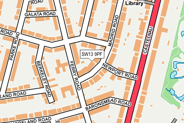 SW13 9PF map - OS OpenMap – Local (Ordnance Survey)