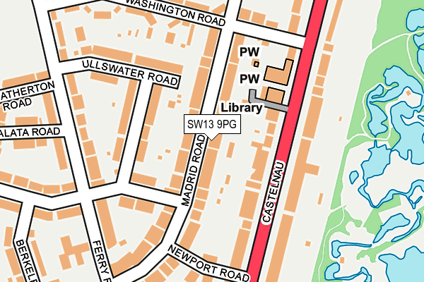 SW13 9PG map - OS OpenMap – Local (Ordnance Survey)