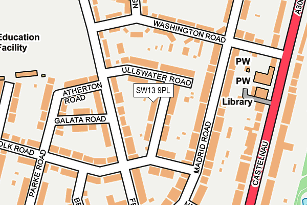 SW13 9PL map - OS OpenMap – Local (Ordnance Survey)