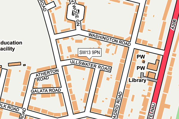 SW13 9PN map - OS OpenMap – Local (Ordnance Survey)