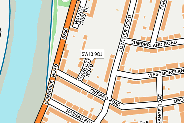 SW13 9QJ map - OS OpenMap – Local (Ordnance Survey)