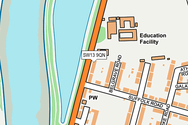 SW13 9QN map - OS OpenMap – Local (Ordnance Survey)