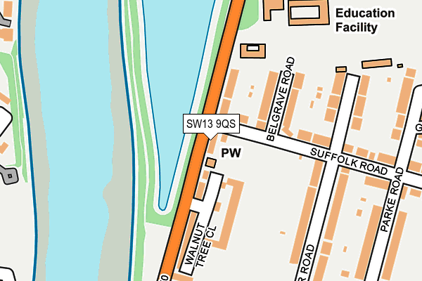 SW13 9QS map - OS OpenMap – Local (Ordnance Survey)