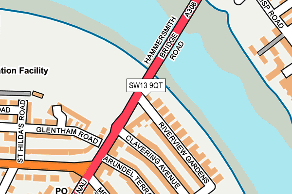 SW13 9QT map - OS OpenMap – Local (Ordnance Survey)
