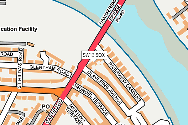 SW13 9QX map - OS OpenMap – Local (Ordnance Survey)