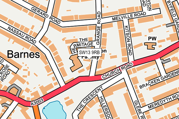 SW13 9RB map - OS OpenMap – Local (Ordnance Survey)