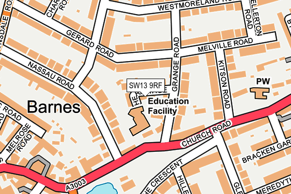 SW13 9RF map - OS OpenMap – Local (Ordnance Survey)